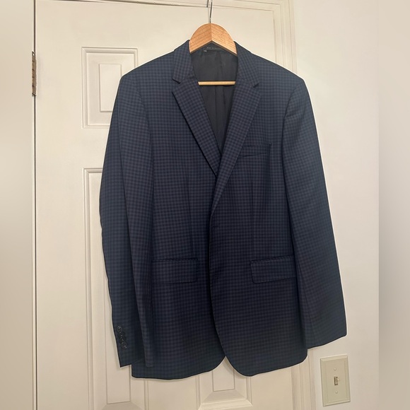BOSS Navy Checkered Jacket From the Lanificio Tesse Biella Collection